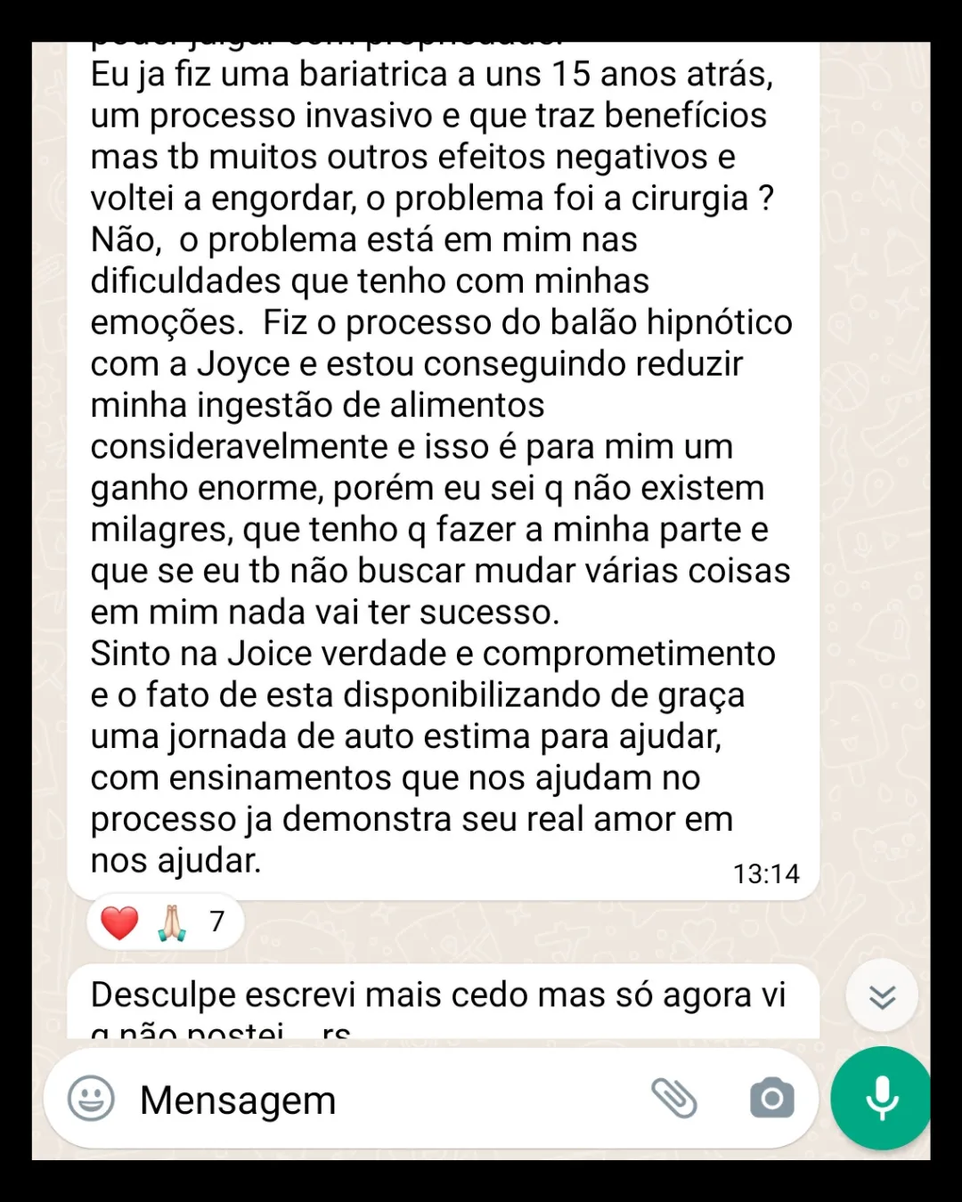 Depoimento de aluna pós-bariátrica